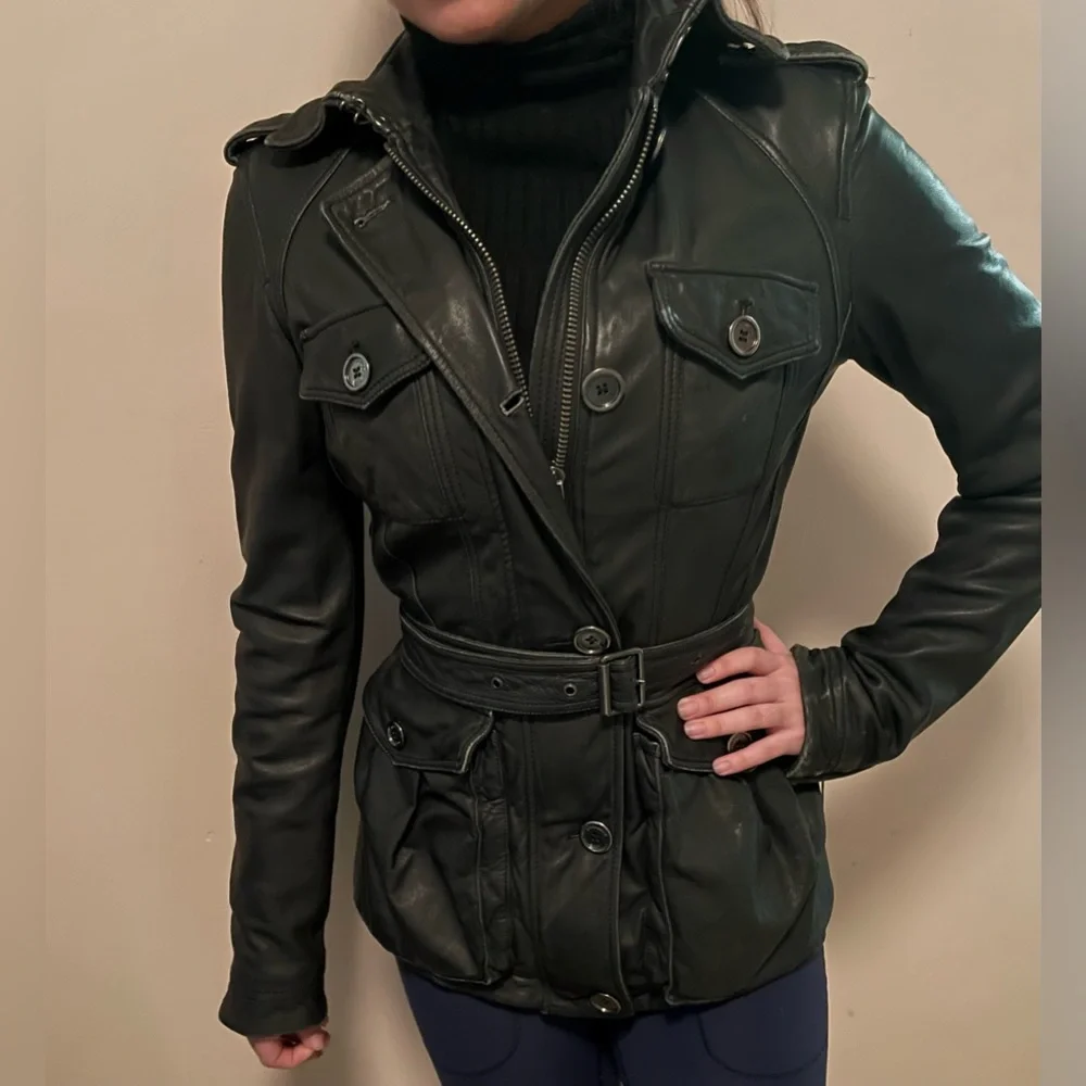 Burberry Black Leather Coat - Picture 3 of 14